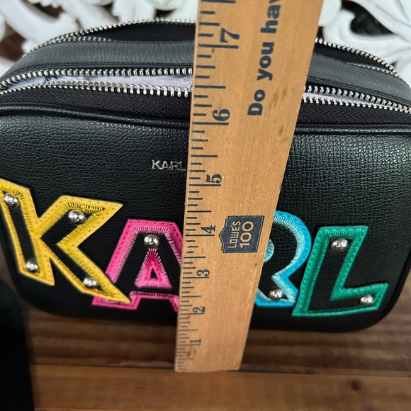 KARL LAGERFELD, Black/Fire Multi Cross Body Bag! - Picture 5 of 7